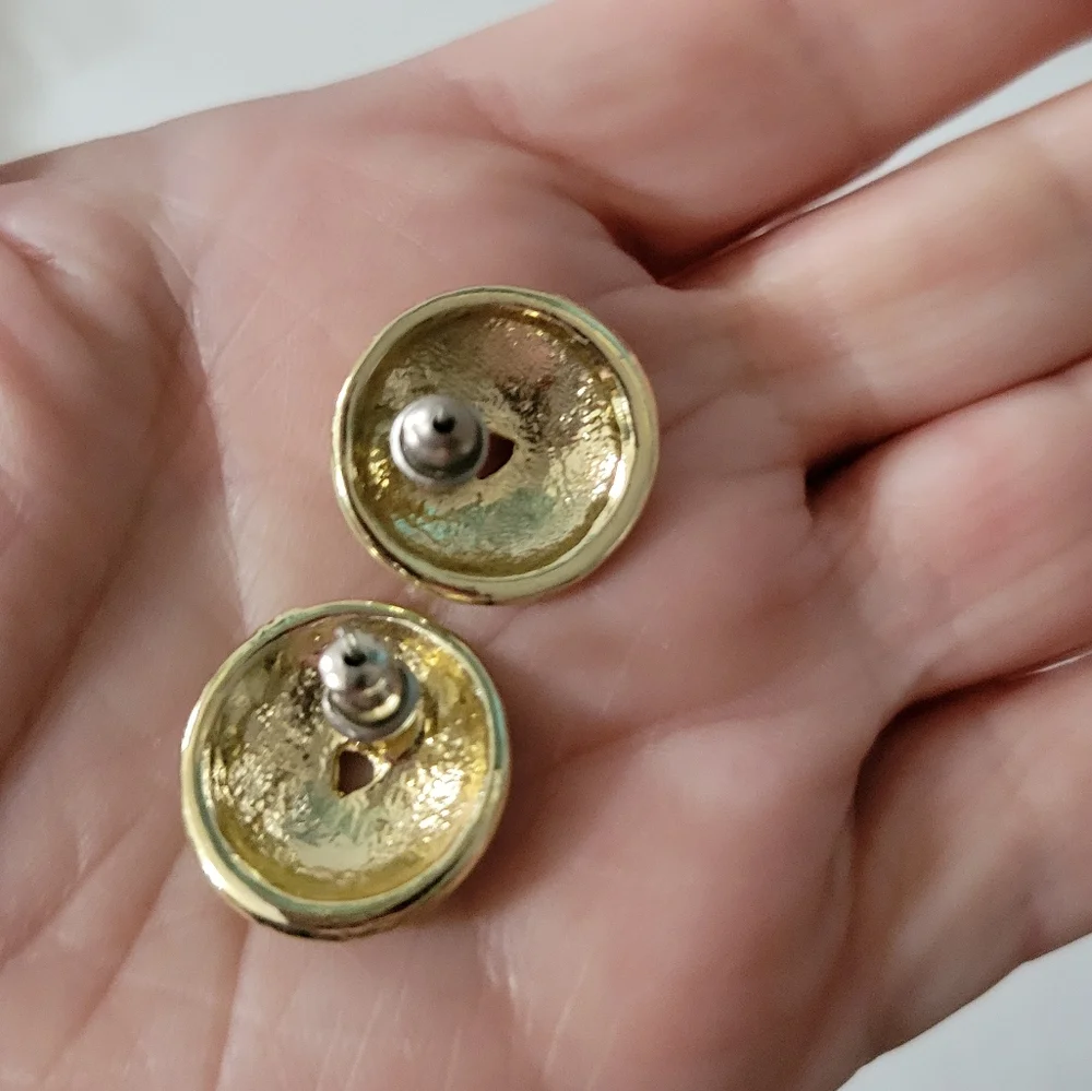 Vintage Green Enameled Stud Earrings